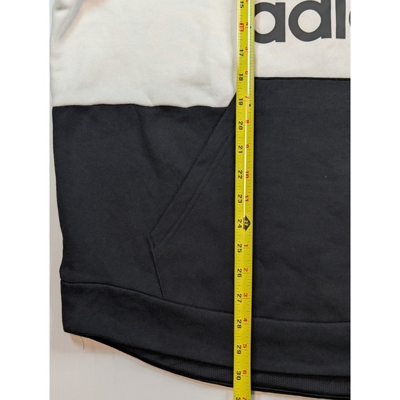 Adidas Mens Colorblock Pullover Hoodie Black White Logo Fleece XL FN6373 - Picture 7 of 10